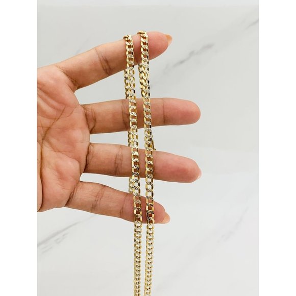 Real 14k gold necklace cuban curb 24”